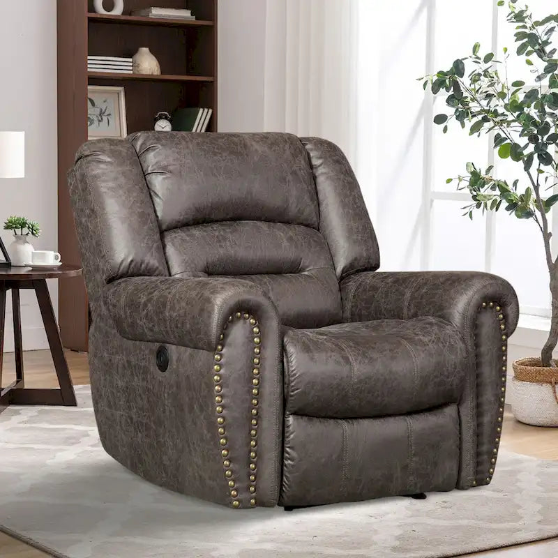 Fauteuil inclinable électrique en cuir respirant avec port USB pour salon et salle de cinéma