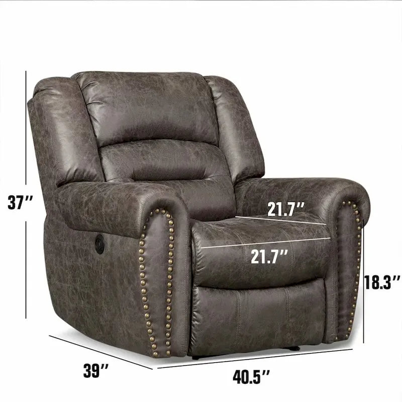 Fauteuil inclinable électrique en cuir respirant avec port USB pour salon et salle de cinéma