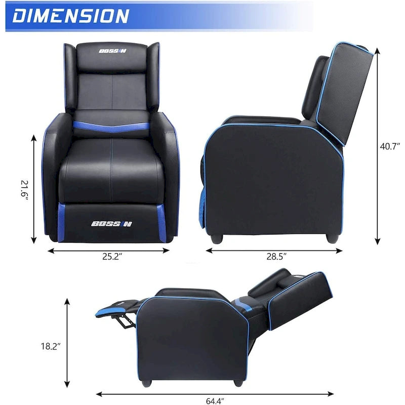 BOSSIN - Canapé inclinable simple de jeu ergonomique en cuir PU pour le salon