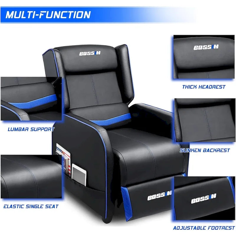 BOSSIN - Canapé inclinable simple de jeu ergonomique en cuir PU pour le salon