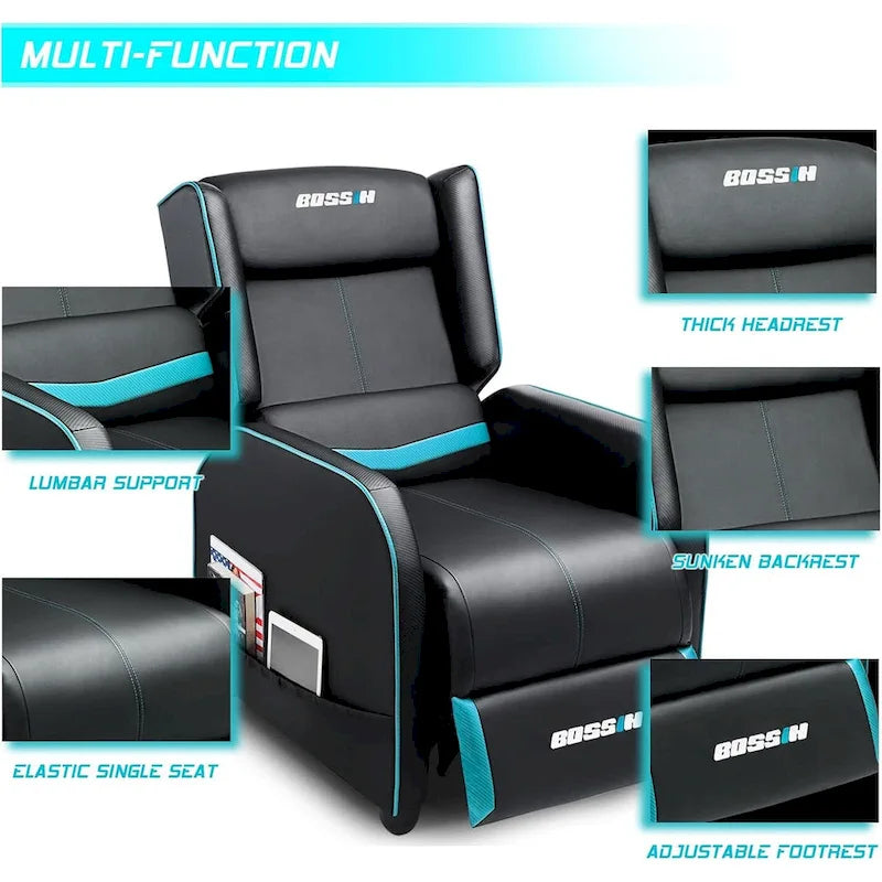 BOSSIN - Canapé inclinable simple de jeu ergonomique en cuir PU pour le salon