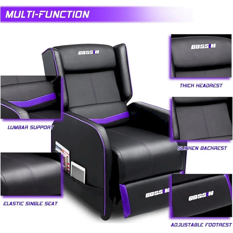 BOSSIN - Canapé inclinable simple de jeu ergonomique en cuir PU pour le salon