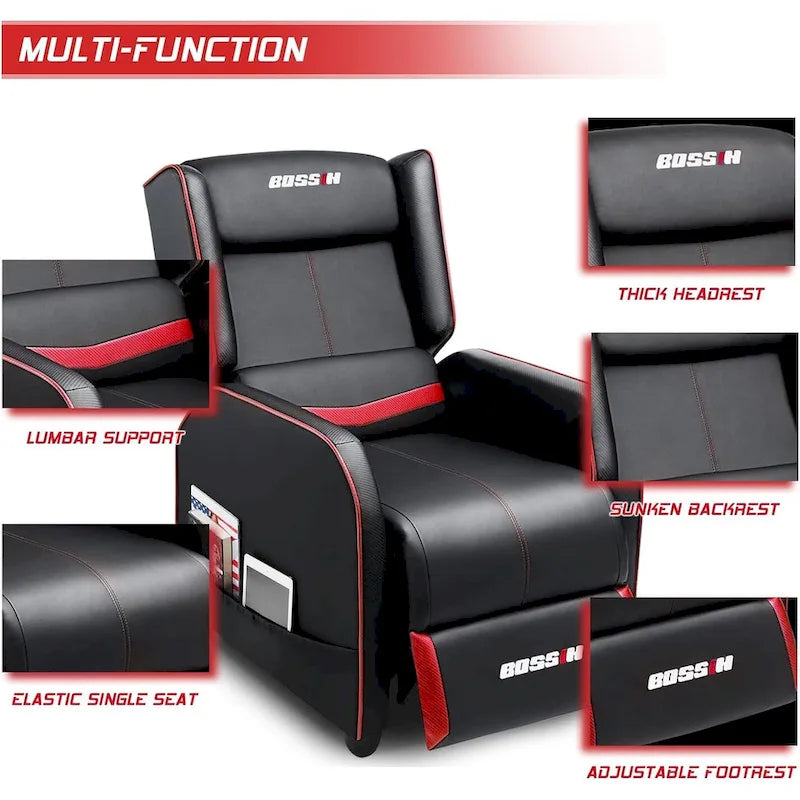 BOSSIN - Canapé inclinable simple de jeu ergonomique en cuir PU pour le salon