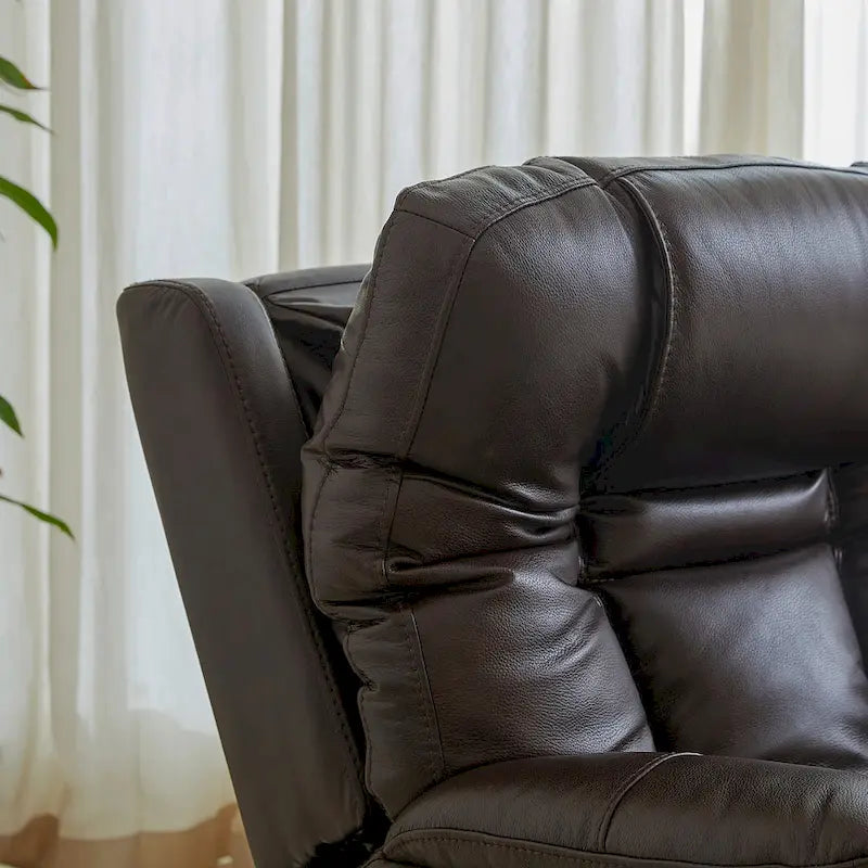 Fauteuil inclinable électrique avec appuie-tête réglable, repose-pieds extensible et fonction zéro gravité en cuir véritable pleine fleur