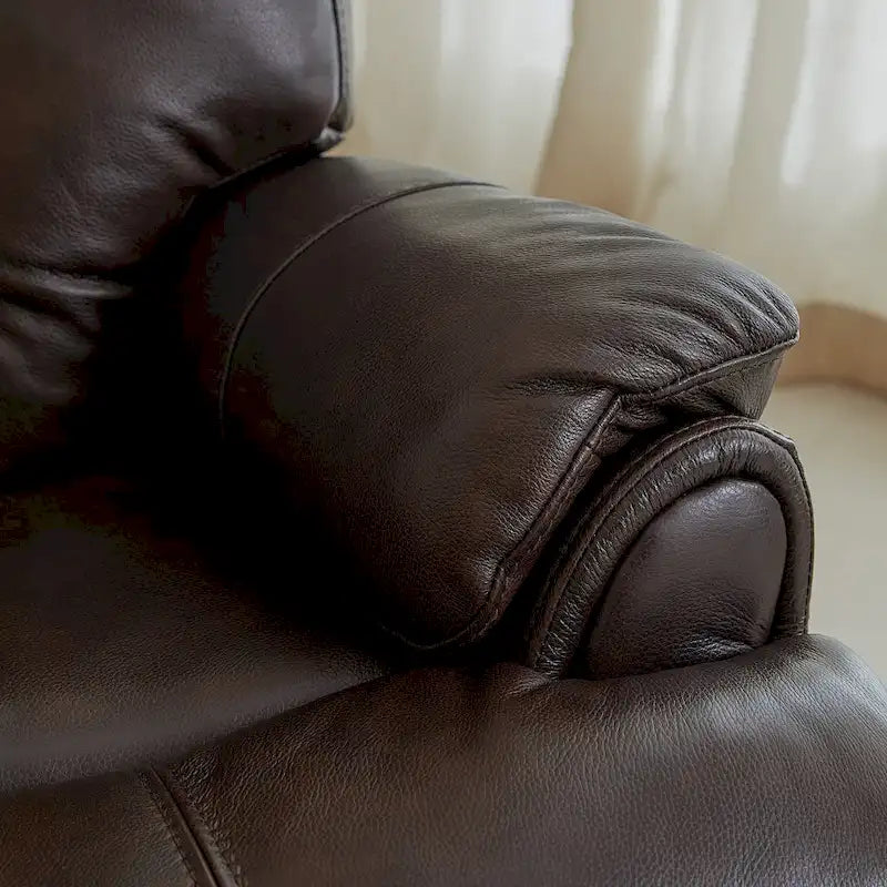 Fauteuil inclinable électrique avec appuie-tête réglable, repose-pieds extensible et fonction zéro gravité en cuir véritable pleine fleur
