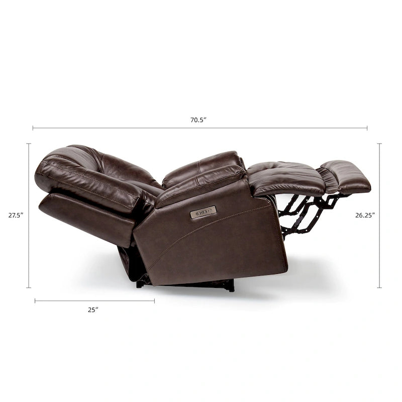 Fauteuil inclinable électrique avec appuie-tête réglable, repose-pieds extensible et fonction zéro gravité en cuir véritable pleine fleur