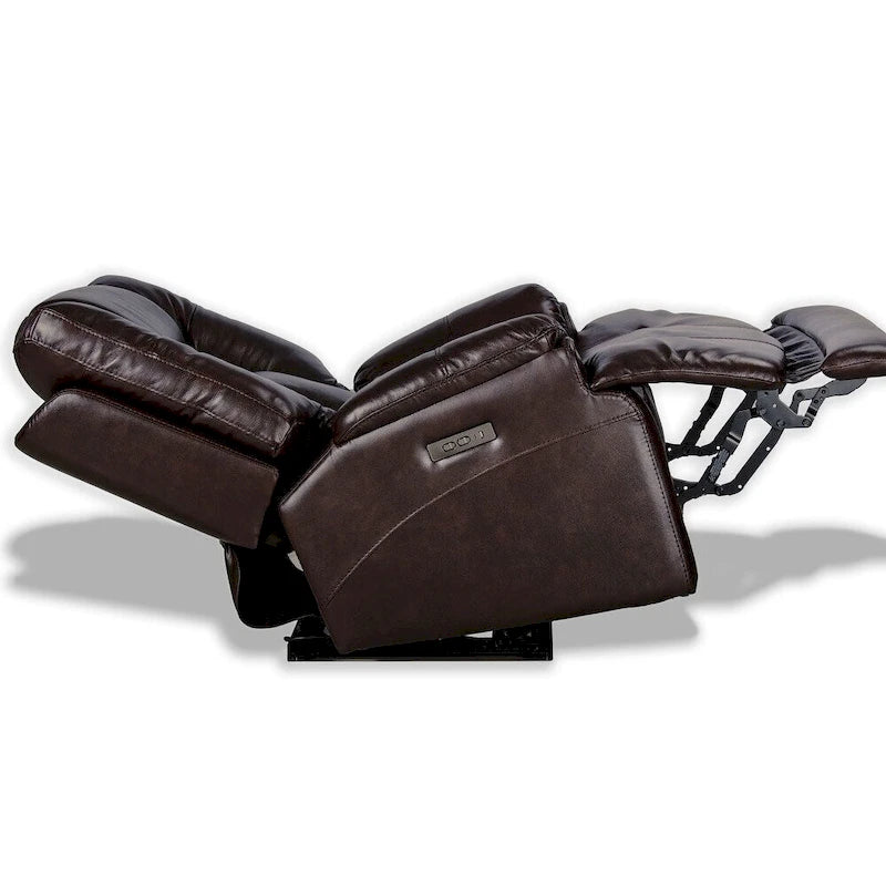 Fauteuil inclinable électrique avec appuie-tête réglable, repose-pieds extensible et fonction zéro gravité en cuir véritable pleine fleur
