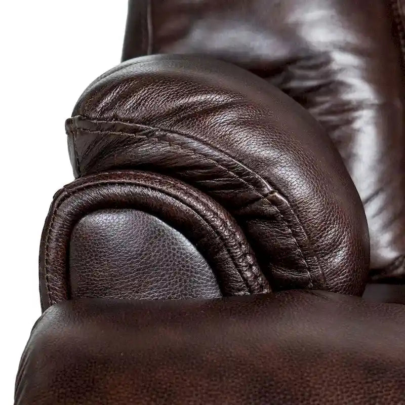Fauteuil inclinable électrique avec appuie-tête réglable, repose-pieds extensible et fonction zéro gravité en cuir véritable pleine fleur