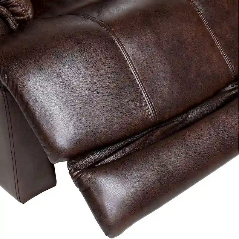 Fauteuil inclinable électrique avec appuie-tête réglable, repose-pieds extensible et fonction zéro gravité en cuir véritable pleine fleur
