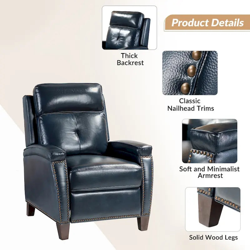 Fauteuil inclinable Gaspar Mid-Century Modern avec clous décoratifs par HULALA HOME