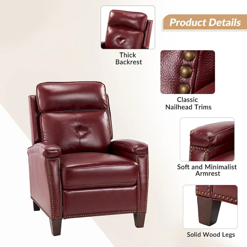 Fauteuil inclinable Gaspar Mid-Century Modern avec clous décoratifs par HULALA HOME
