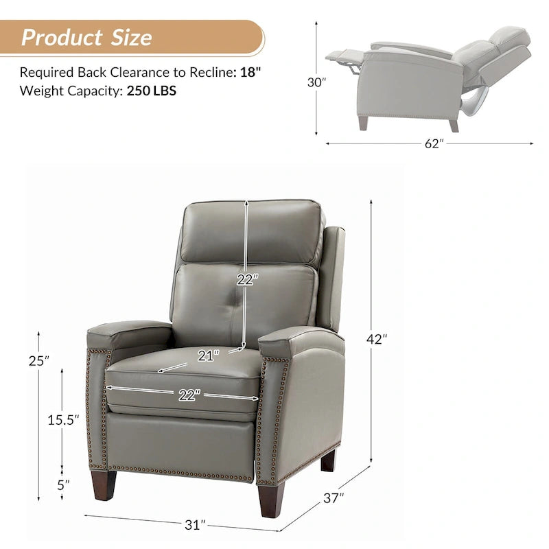 Fauteuil inclinable Gaspar Mid-Century Modern avec clous décoratifs par HULALA HOME