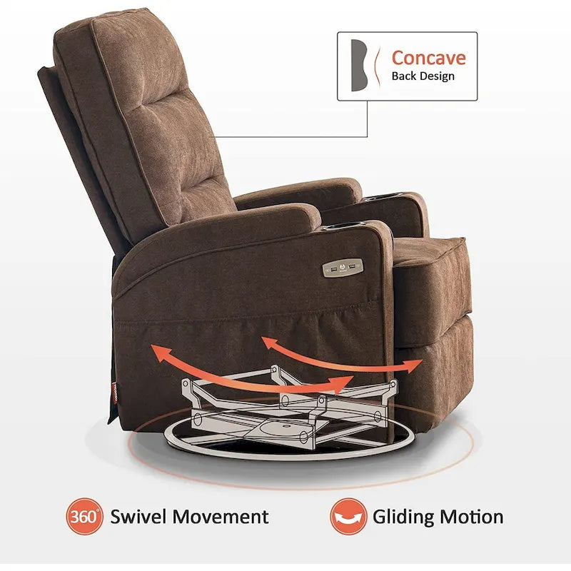 MCombo Fauteuil inclinable électrique pivotant et coulissant avec fonction de chauffage et de massage, Tissu 7752