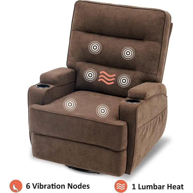 MCombo Fauteuil inclinable électrique pivotant et coulissant avec fonction de chauffage et de massage, Tissu 7752
