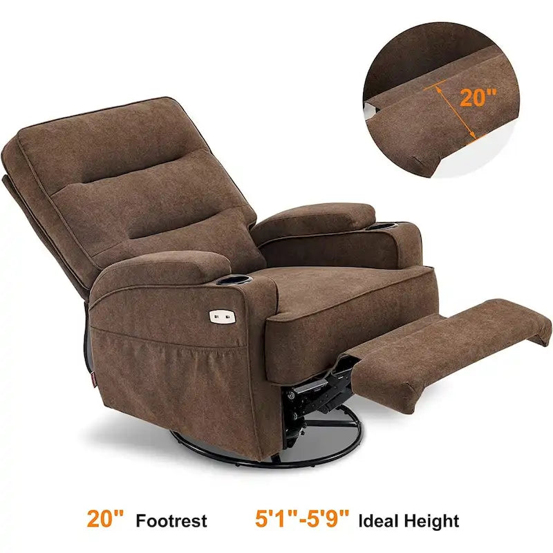 MCombo Fauteuil inclinable électrique pivotant et coulissant avec fonction de chauffage et de massage, Tissu 7752