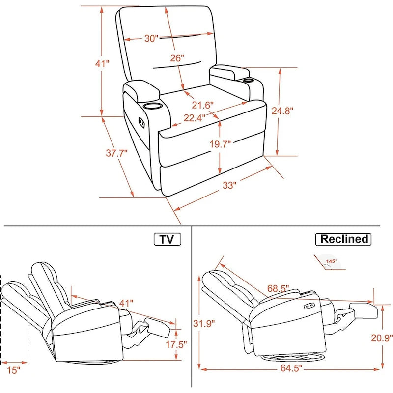 MCombo Fauteuil inclinable électrique pivotant et coulissant avec fonction de chauffage et de massage, Tissu 7752