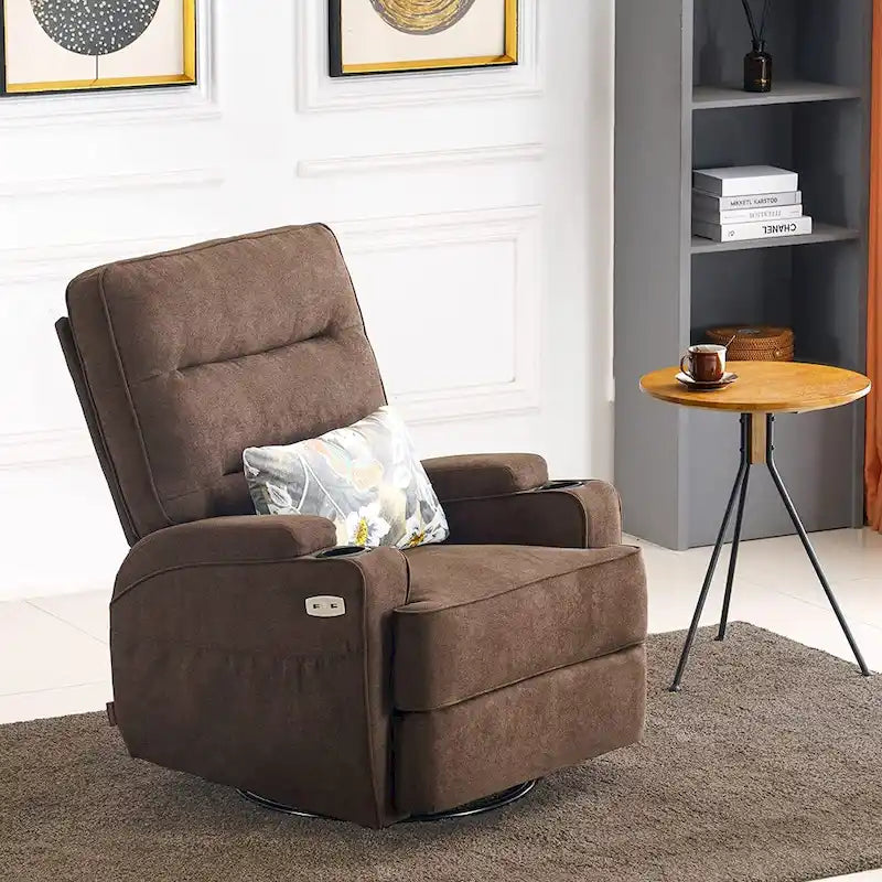 MCombo Fauteuil inclinable électrique pivotant et coulissant avec fonction de chauffage et de massage, Tissu 7752