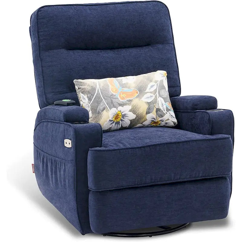 MCombo Fauteuil inclinable électrique pivotant et coulissant avec fonction de chauffage et de massage, Tissu 7752