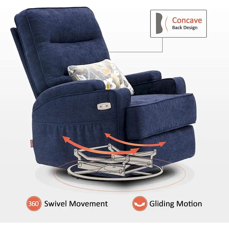 MCombo Fauteuil inclinable électrique pivotant et coulissant avec fonction de chauffage et de massage, Tissu 7752