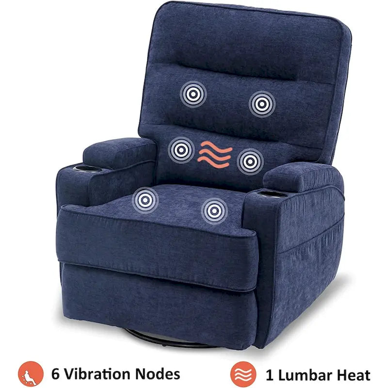 MCombo Fauteuil inclinable électrique pivotant et coulissant avec fonction de chauffage et de massage, Tissu 7752