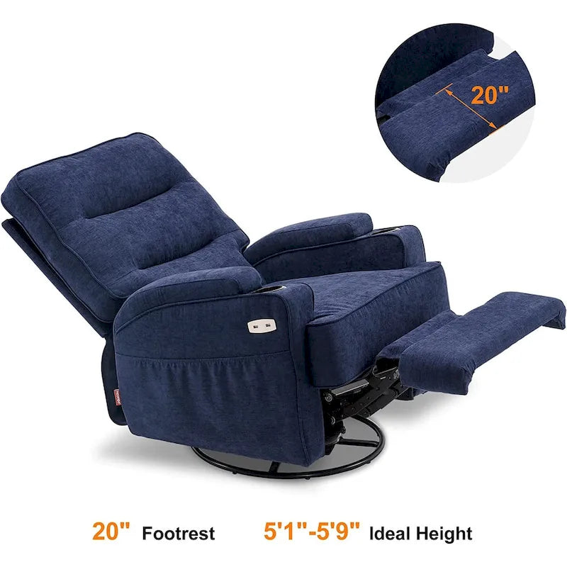 MCombo Fauteuil inclinable électrique pivotant et coulissant avec fonction de chauffage et de massage, Tissu 7752