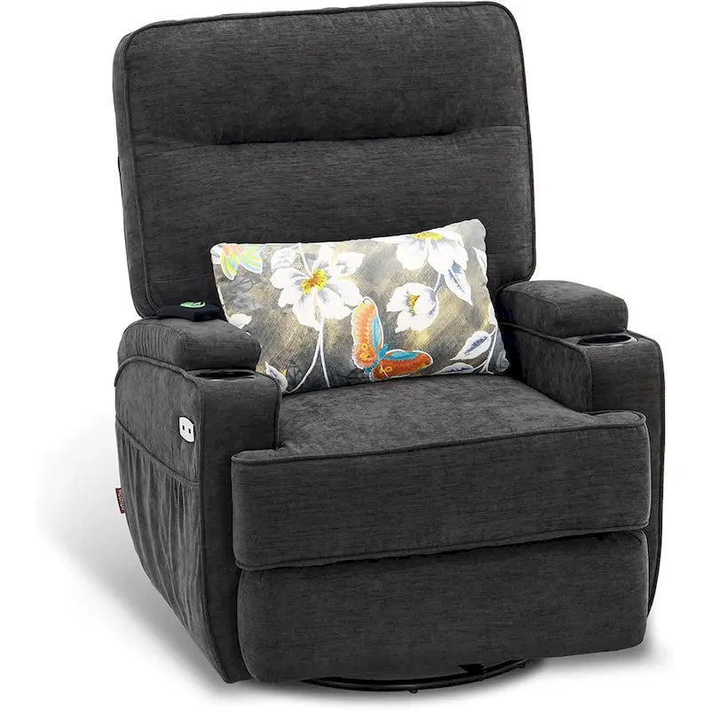 MCombo Fauteuil inclinable électrique pivotant et coulissant avec fonction de chauffage et de massage, Tissu 7752