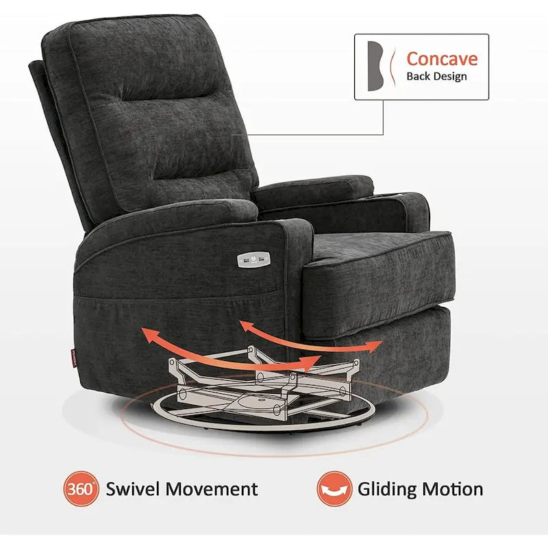 MCombo Fauteuil inclinable électrique pivotant et coulissant avec fonction de chauffage et de massage, Tissu 7752