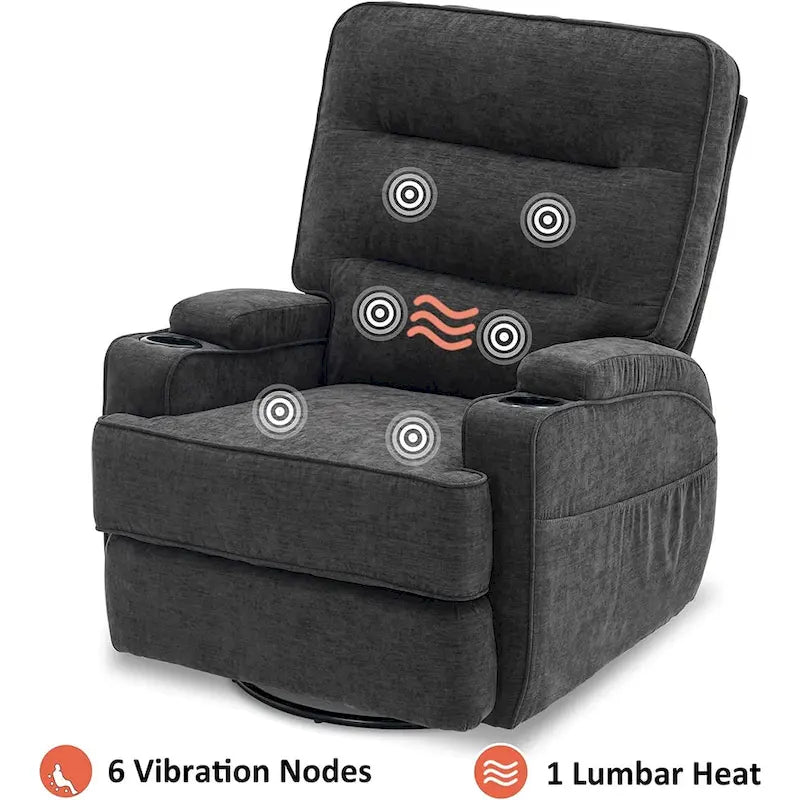 MCombo Fauteuil inclinable électrique pivotant et coulissant avec fonction de chauffage et de massage, Tissu 7752