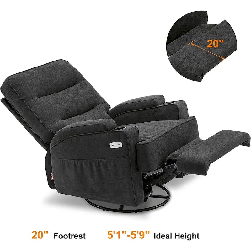 MCombo Fauteuil inclinable électrique pivotant et coulissant avec fonction de chauffage et de massage, Tissu 7752