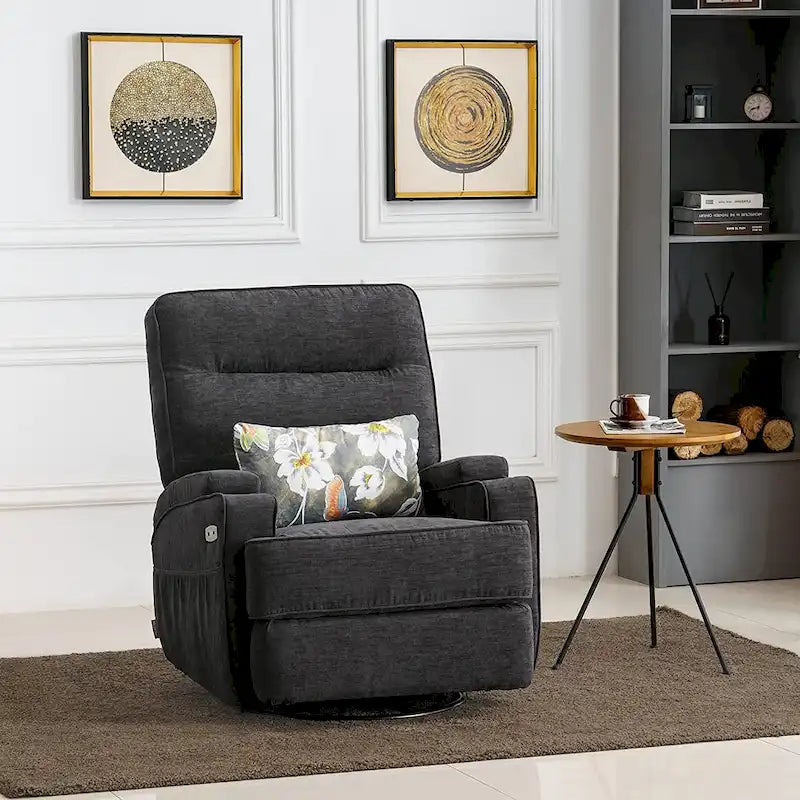 MCombo Fauteuil inclinable électrique pivotant et coulissant avec fonction de chauffage et de massage, Tissu 7752