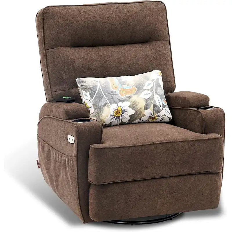 MCombo Fauteuil inclinable électrique pivotant et coulissant avec fonction de chauffage et de massage, Tissu 7752