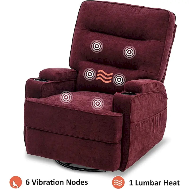 MCombo Fauteuil inclinable électrique pivotant et coulissant avec fonction de chauffage et de massage, Tissu 7752