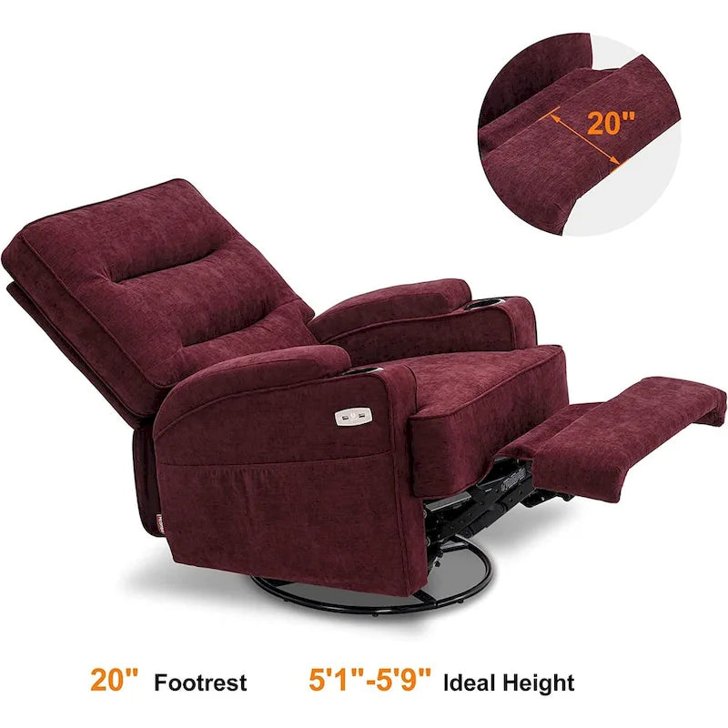 MCombo Fauteuil inclinable électrique pivotant et coulissant avec fonction de chauffage et de massage, Tissu 7752