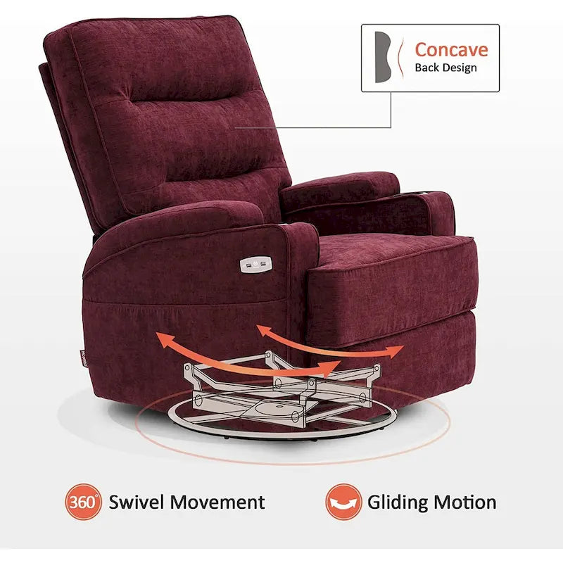 MCombo Fauteuil inclinable électrique pivotant et coulissant avec fonction de chauffage et de massage, Tissu 7752