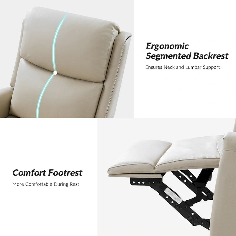 Fauteuil inclinable, pivotant et à bascule moderne Fiacro 30.31W avec dossier haut en cuir véritable et garnitures cloutées, lot de 2