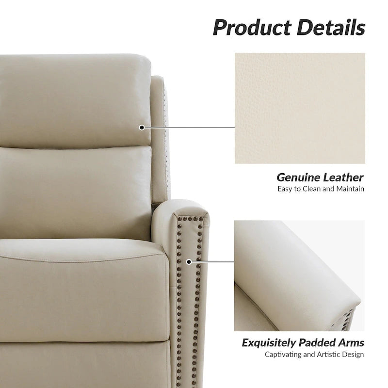 Fauteuil inclinable, pivotant et à bascule moderne Fiacro 30.31W avec dossier haut en cuir véritable et garnitures cloutées, lot de 2