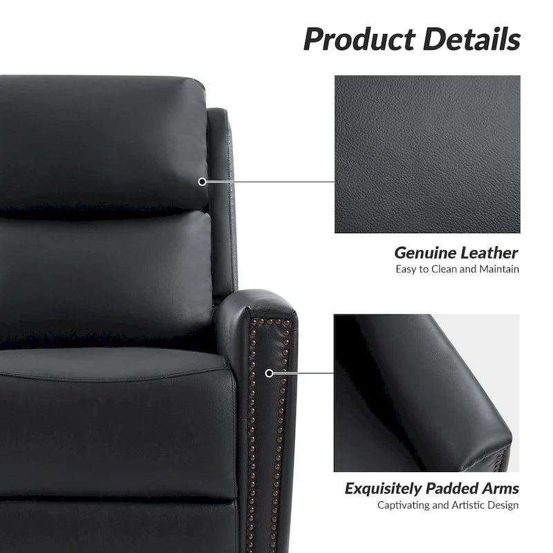 Fauteuil inclinable, pivotant et à bascule moderne Fiacro 30.31W avec dossier haut en cuir véritable et garnitures cloutées, lot de 2