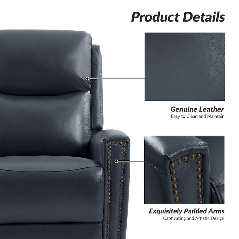 Fauteuil inclinable, pivotant et à bascule moderne Fiacro 30.31W avec dossier haut en cuir véritable et garnitures cloutées, lot de 2