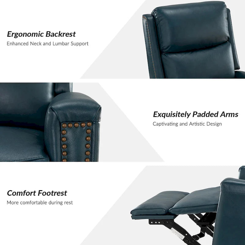 Fauteuil inclinable, pivotant et à bascule moderne Fiacro 30.31W avec dossier haut en cuir véritable et garnitures cloutées, lot de 2