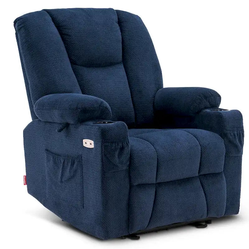 Fauteuil inclinable électrique MCombo avec massage et chauffage, tissu moelleux 8015