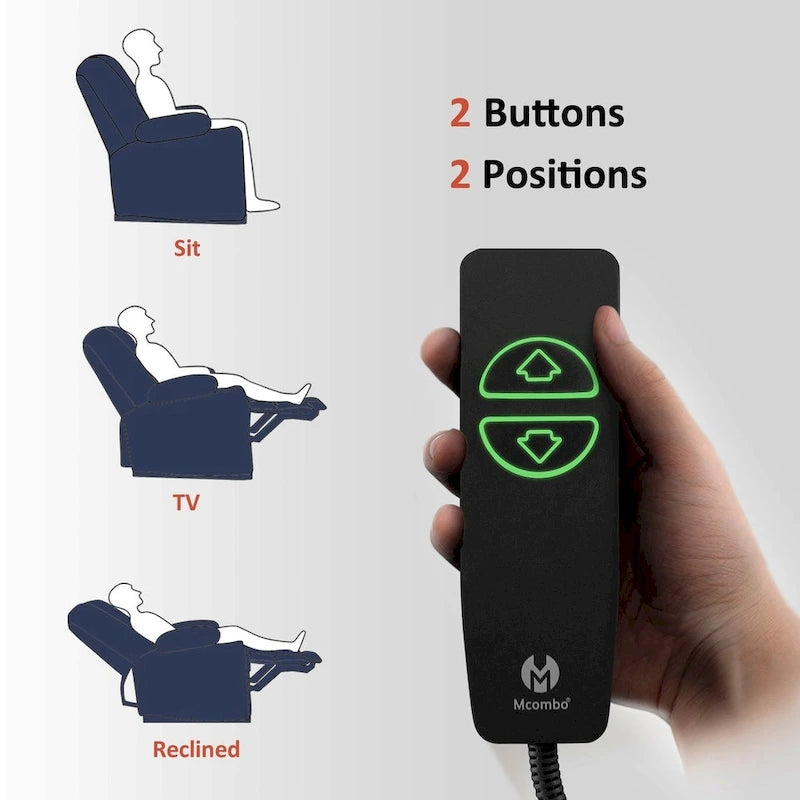 Fauteuil inclinable électrique MCombo avec massage et chauffage, tissu moelleux 8015