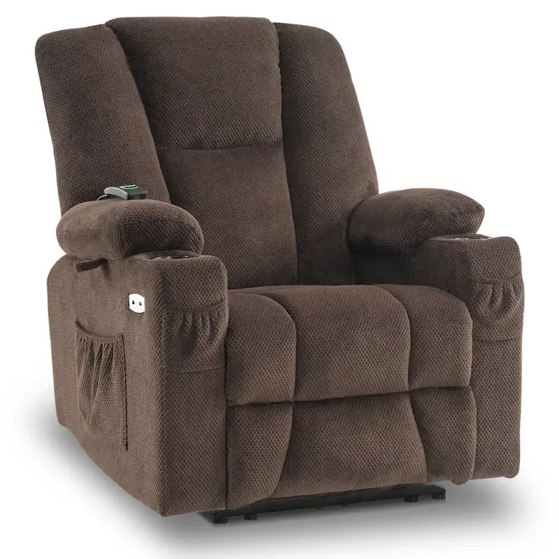 Fauteuil inclinable électrique MCombo avec massage et chauffage, tissu moelleux 8015