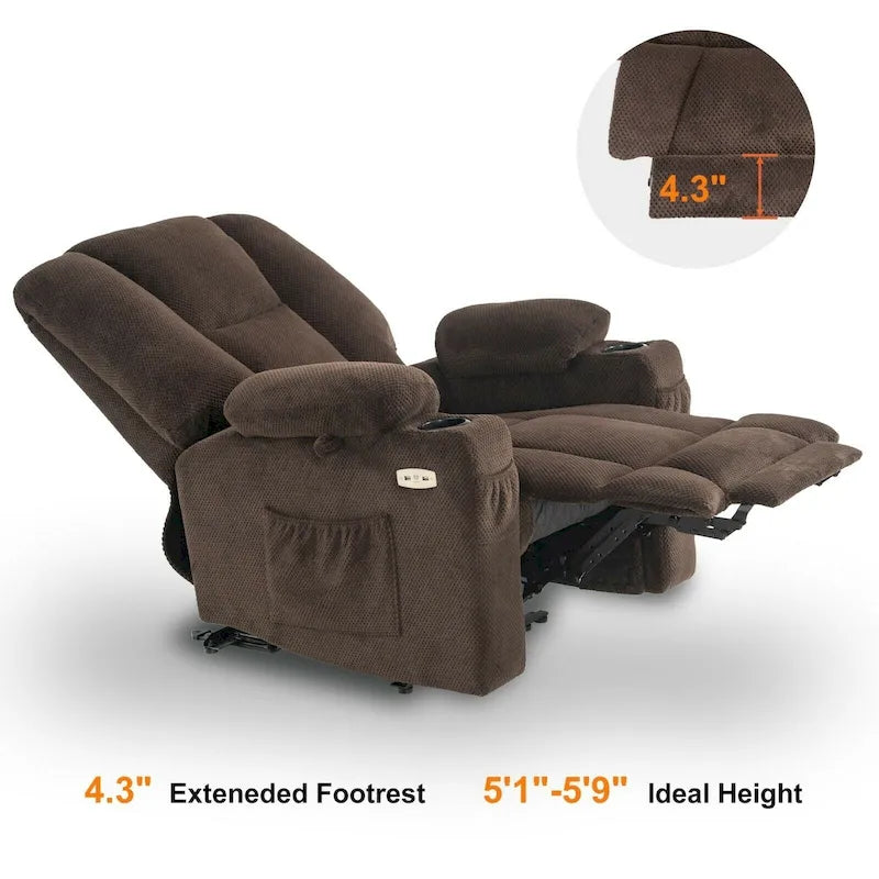 Fauteuil inclinable électrique MCombo avec massage et chauffage, tissu moelleux 8015