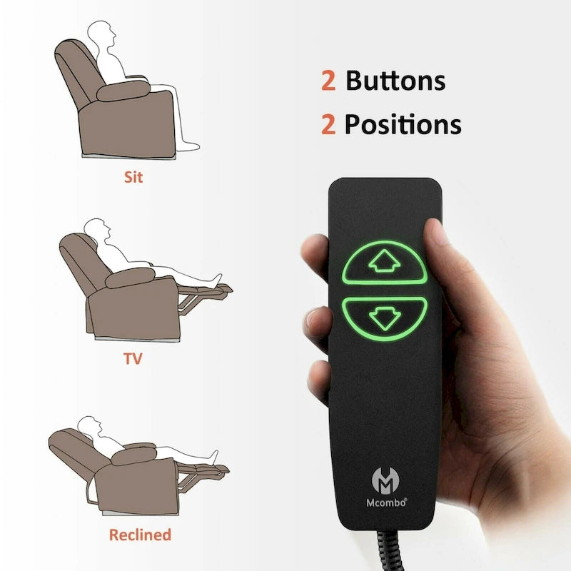 Fauteuil inclinable électrique MCombo avec massage et chauffage, tissu moelleux 8015
