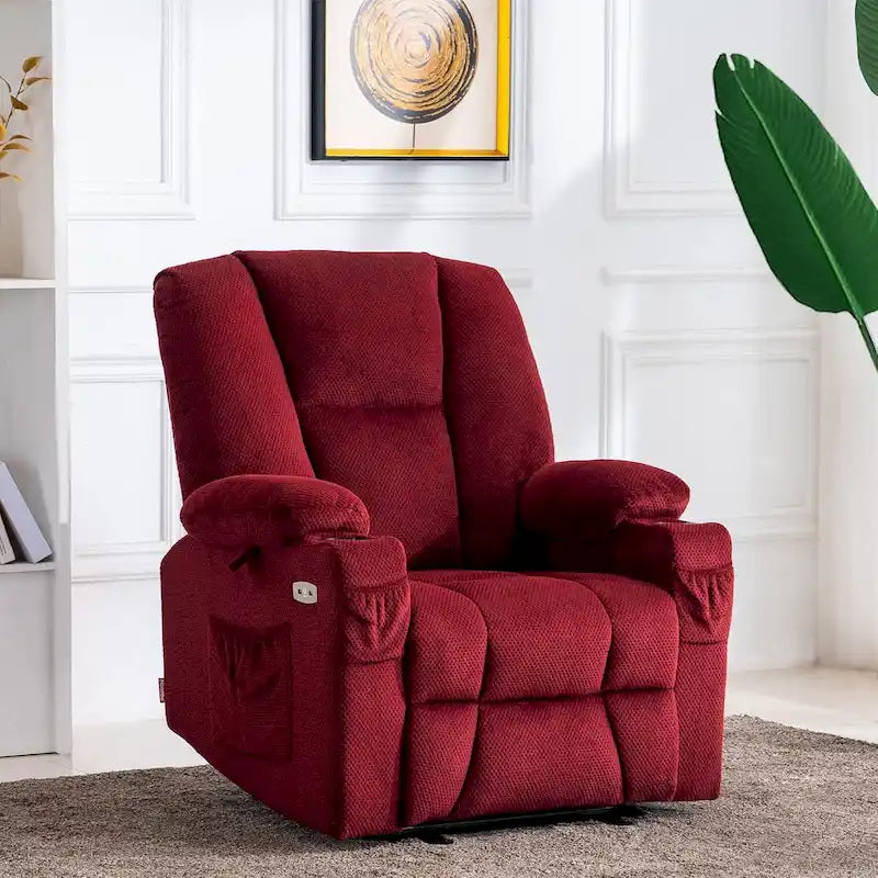 Fauteuil inclinable électrique MCombo avec massage et chauffage, tissu moelleux 8015