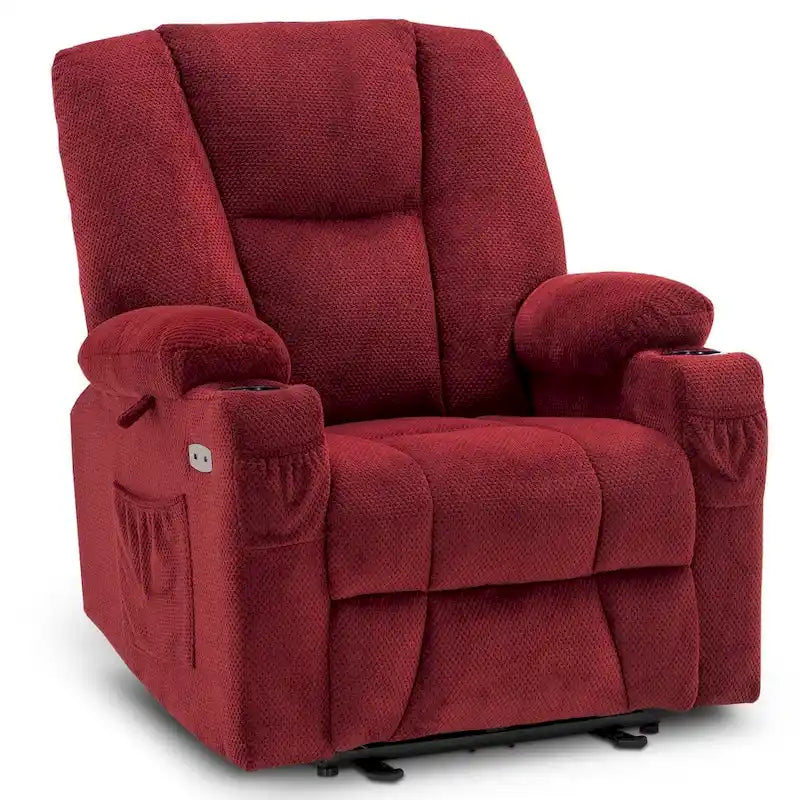 Fauteuil inclinable électrique MCombo avec massage et chauffage, tissu moelleux 8015