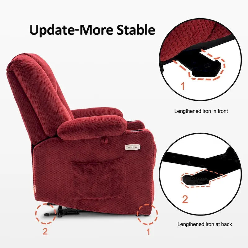 Fauteuil inclinable électrique MCombo avec massage et chauffage, tissu moelleux 8015