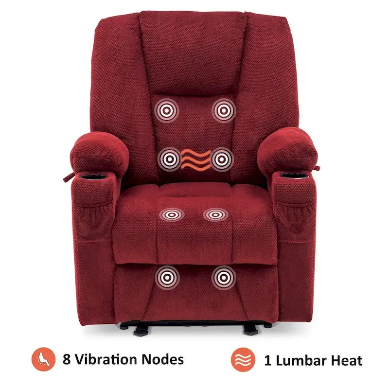 Fauteuil inclinable électrique MCombo avec massage et chauffage, tissu moelleux 8015