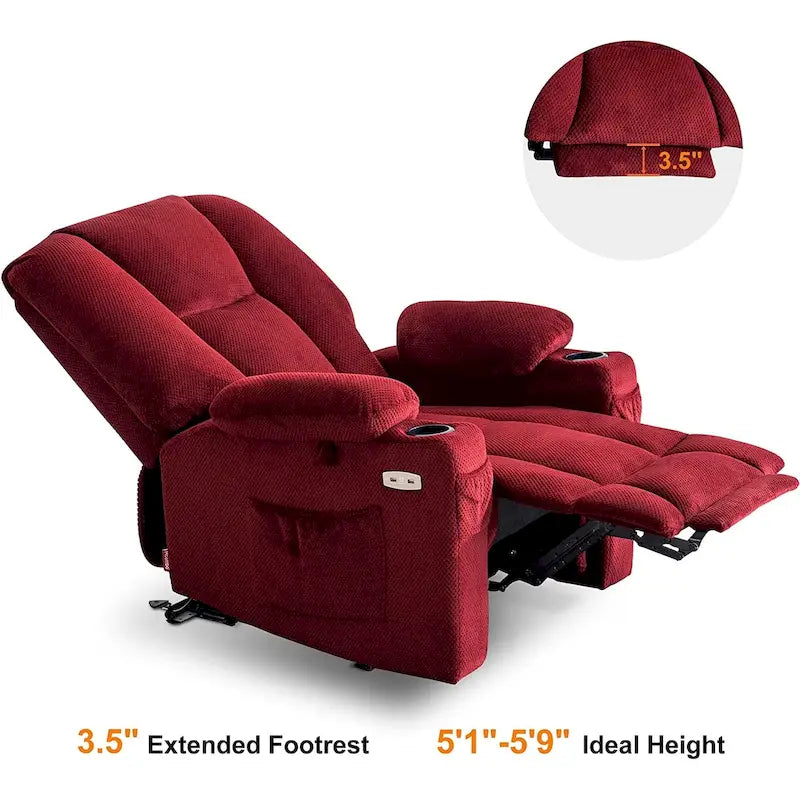 Fauteuil inclinable électrique MCombo avec massage et chauffage, tissu moelleux 8015