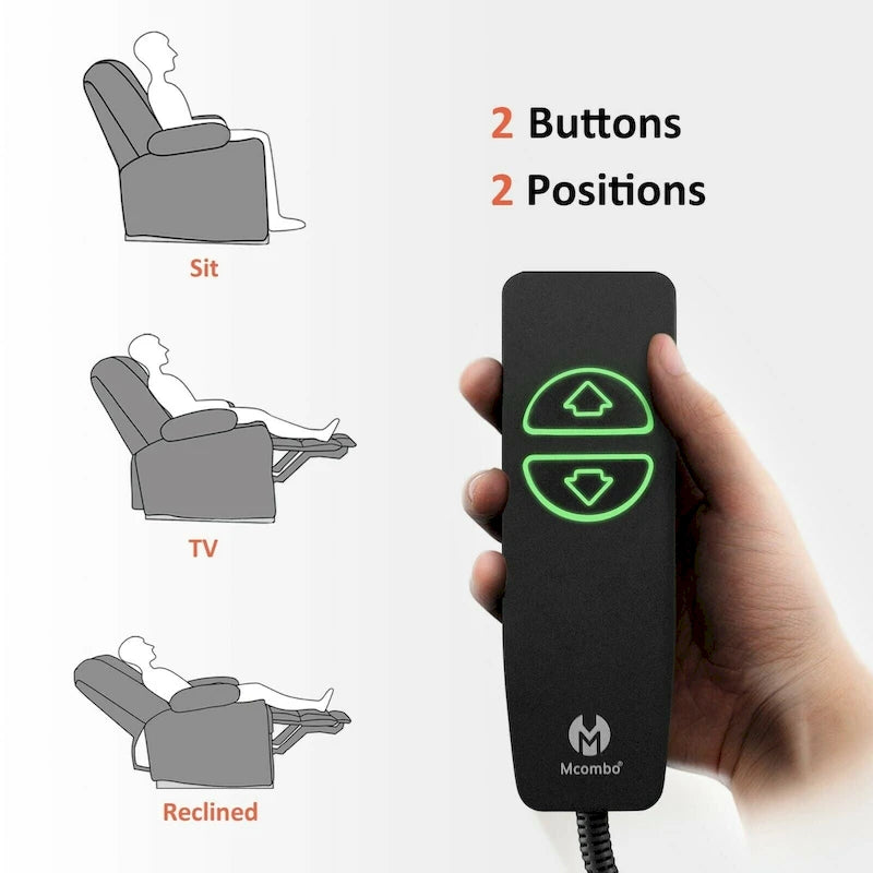 Fauteuil inclinable électrique MCombo avec massage et chauffage, tissu moelleux 8015